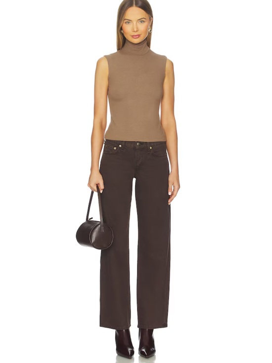 rag & bone Denim - Rag & Bone Saige Low Rise Relaxed Straight Full Jeans Dark Brown Women Size 26